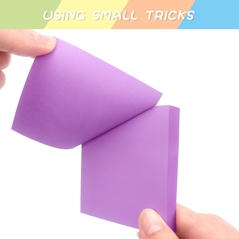 OSBOO Sticky Notes 3x3 Self-Stick Notes Pads with 6 Bright Colors  Easy to Post for Office  Shool  Home  6 Pads/Pack  100 Sheets/Pad (Purple) - Image 4